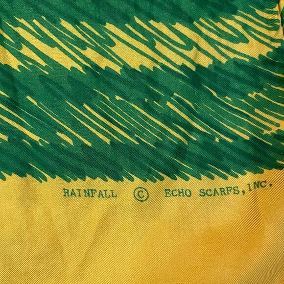 ECHO Silk Scarf Womens Rainfall Hand Rolled Made in Japan Vintage - Picture 5 of 7